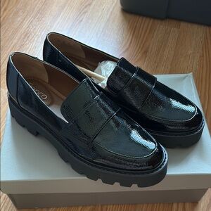 Franco Sarto Black Patent Leather Loafers